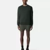 Sweat-shirt à col rond et coupe classique avec poignets élastiqués