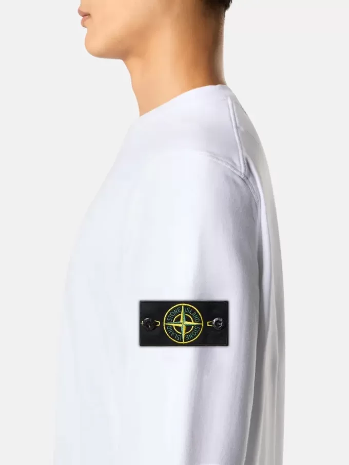 Sweat-shirt à col rond et coupe classique avec poignets élastiqués