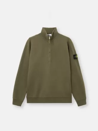 Sweat-shirt à demi-zip et coupe classique avec empiècements côtelés Sweat-shirt à demi-zip et coupe classique avec empiècements côtelés