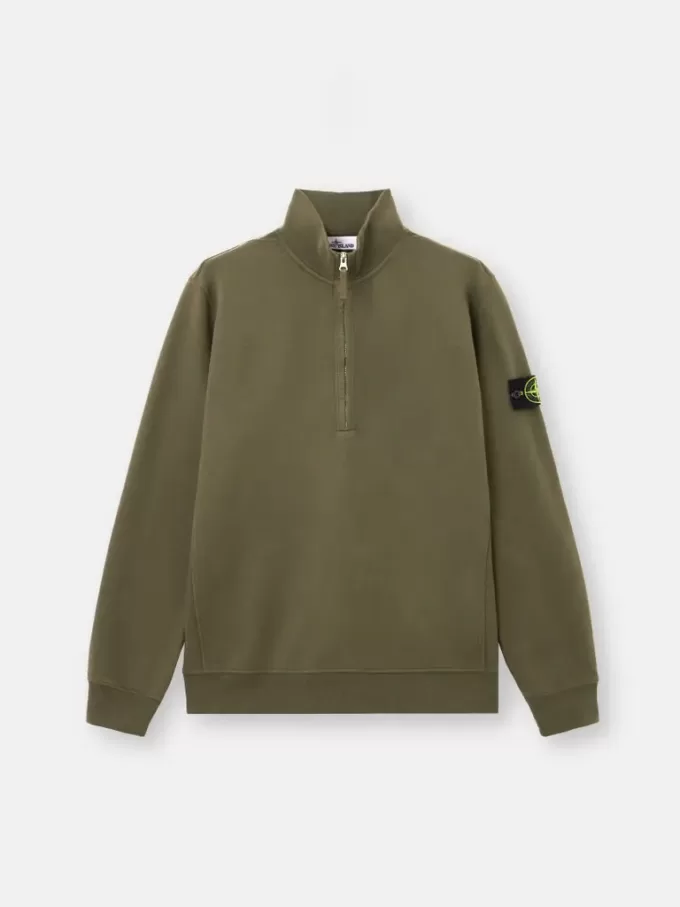 Sweat-shirt à demi-zip et coupe classique avec empiècements côtelés Sweat-shirt à demi-zip et coupe classique avec empiècements côtelés