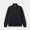 Sweat-shirt à demi-zip et coupe classique avec empiècements côtelés Sweat-shirt à demi-zip et coupe classique avec empiècements côtelés