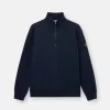Sweat-shirt à demi-zip et coupe classique avec empiècements côtelés Sweat-shirt à demi-zip et coupe classique avec empiècements côtelés