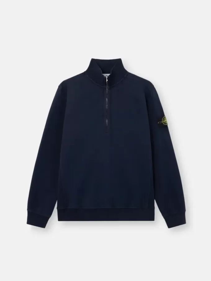 Sweat-shirt à demi-zip et coupe classique avec empiècements côtelés Sweat-shirt à demi-zip et coupe classique avec empiècements côtelés