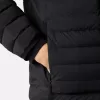Veste à capuche avec tunnels sans coutures pour les plumes et système anti-chute Veste à capuche avec tunnels sans coutures pour les plumes et système anti-chute